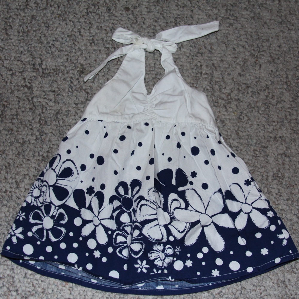 MIniwear Blue & White Floral Halter Dress